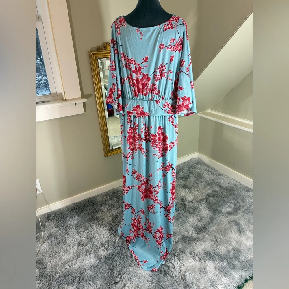 Kiyonna Vienna Maxi Dress 3X Cherry Blossom Print NWT - Picture 6 of 14